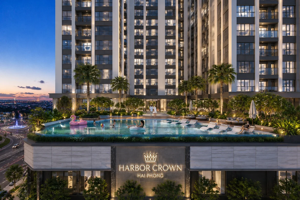 Phối cảnh bể bơi bốn mùa Harbor Crown Hải Phòng